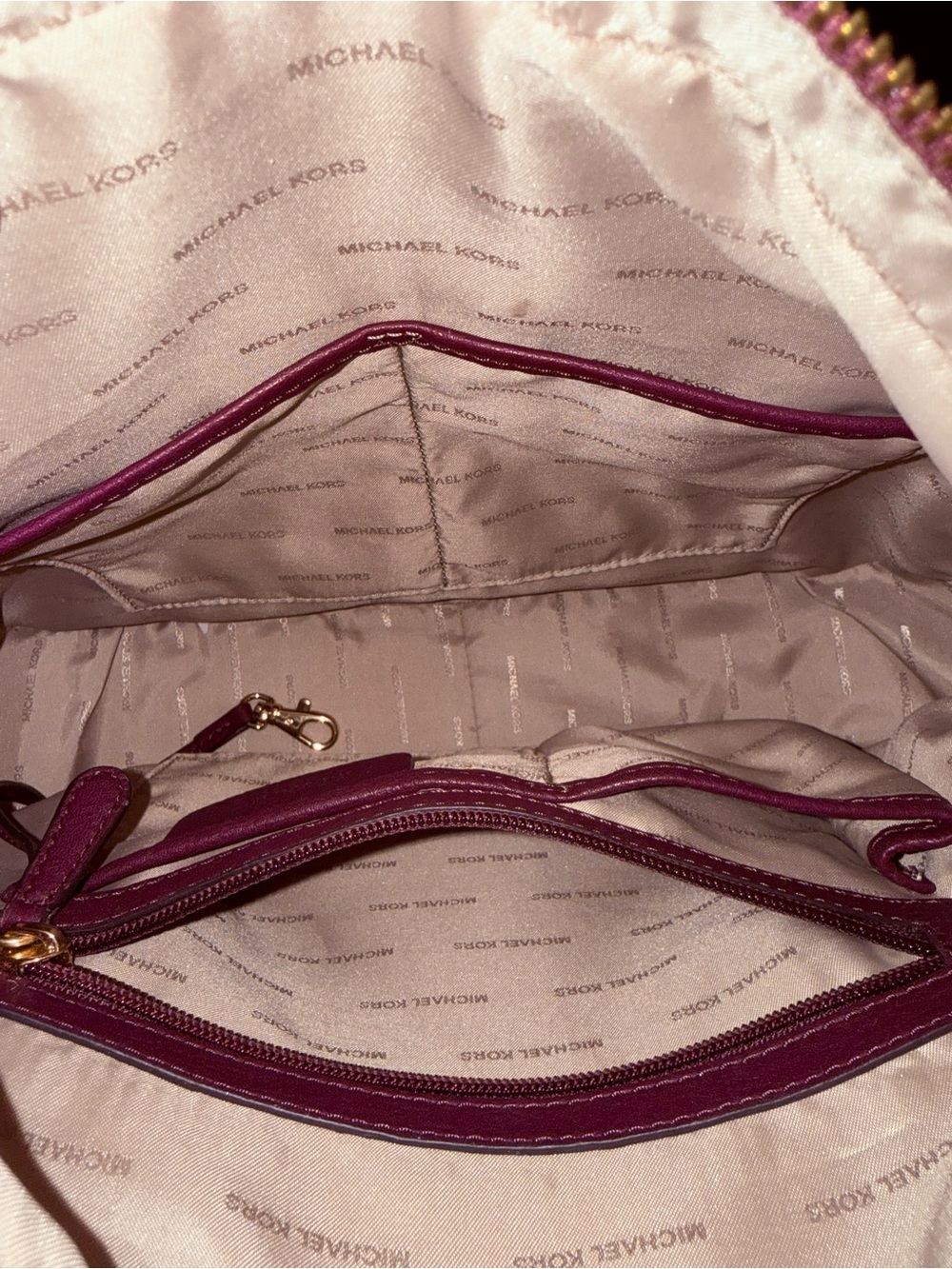 Michael Kors Pebbled Leather Grommet Strap Hobo Shoulder Bag – Plum/Burgundy - Picture 12 of 12
